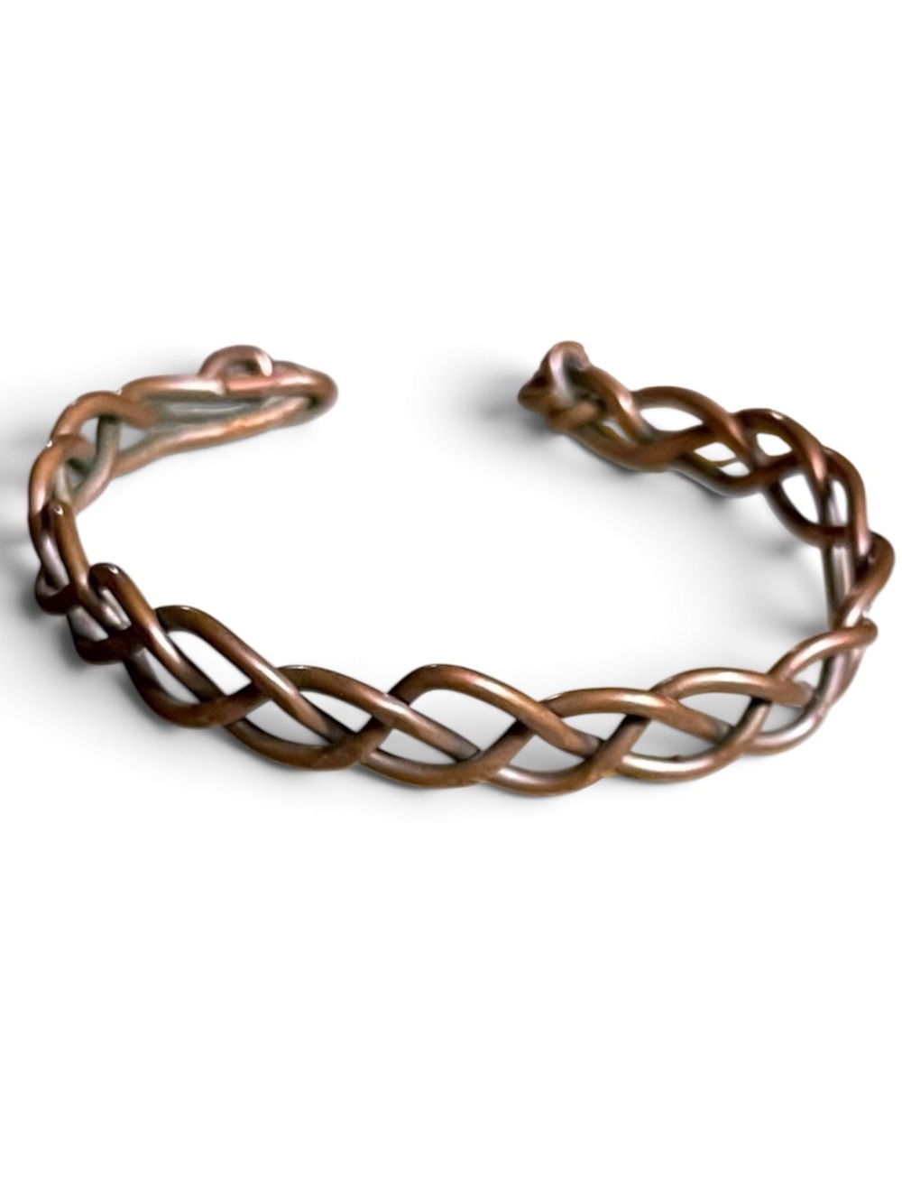 Copper Braided Heavy Cuff Bracelet Handmade